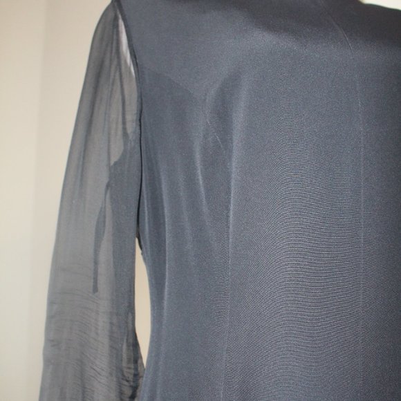 Louis Feraud Long black silk dress made by Joy Cherry size 42 - Picture 6 of 15